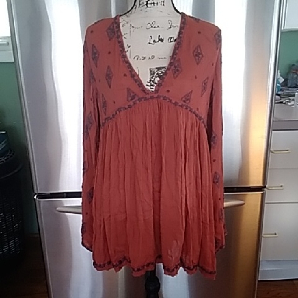 Free people Bohemian Rust V-Neck Top